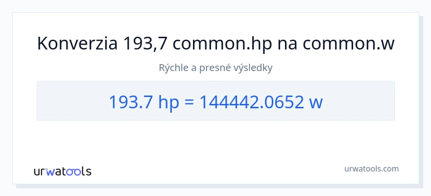 Konverzia z konská sila na watty: 193.7