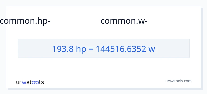 193.8 കുതിരശക്തി ൽ നിന്ന് വാട്ട്സ് ലേക്ക് പരിവർത്തനം