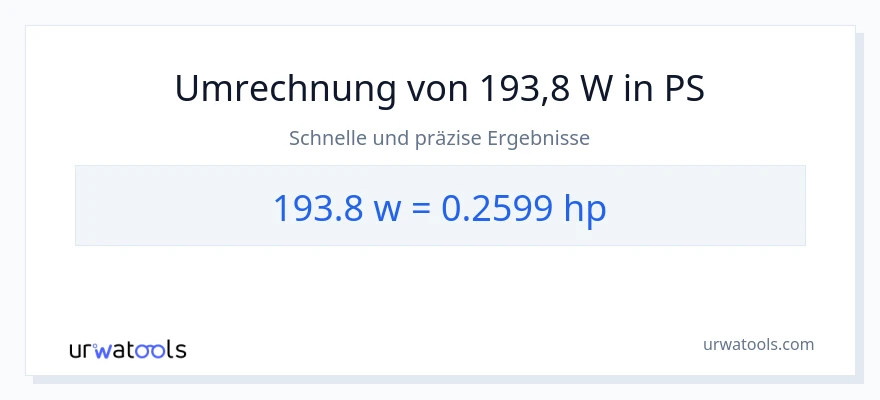 193.8 Watt zu PS Umwandlung