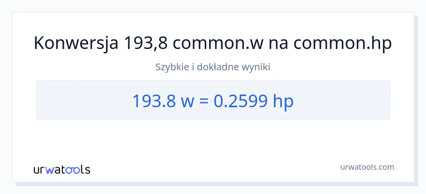 Konwersja 193.8 watów do moc w koniach mechanicznych