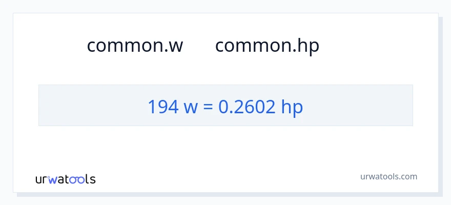 194 વોટ્સ થી હોર્સપાવર રૂપાંતર