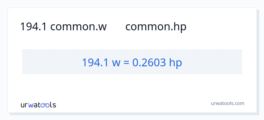 194.1 واٹ سے ہارس پاور کی تبدیلی