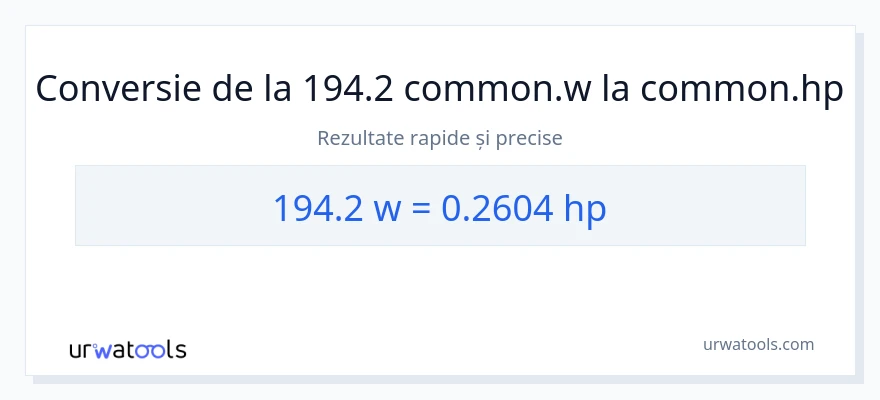 Conversie 194.2 wați la cai putere