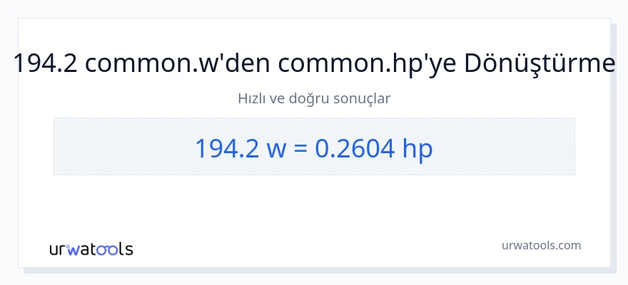 194.2 watt'den beygir gücü'e dönüşüm