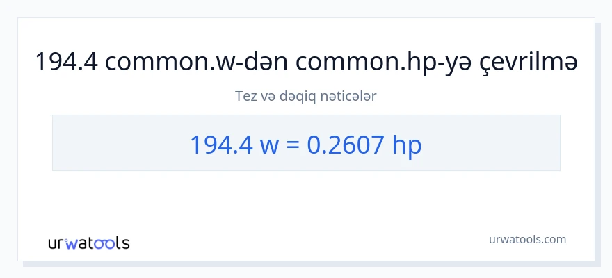 194.4 vatt-dən at gücü-ə çevrilmə