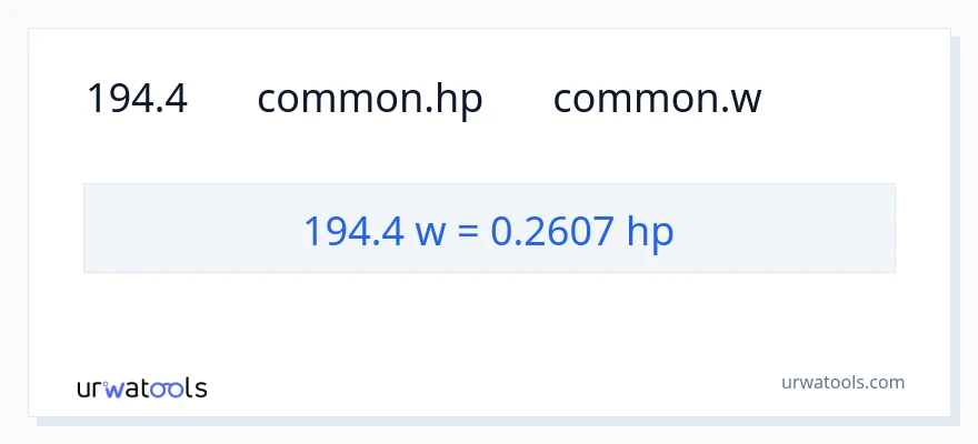 تبدیل 194.4 وات به اسب بخار