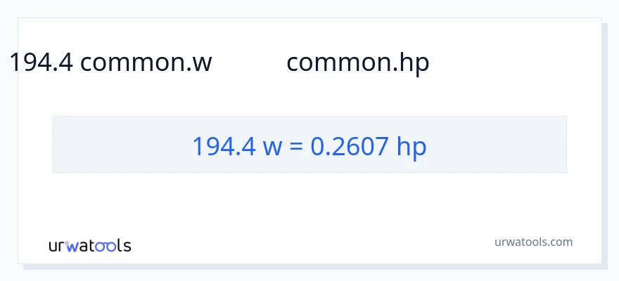 194.4 ವ್ಯಾಟ್ಸ್ ರಿಂದ ಅಶ್ವಶಕ್ತಿ ಪರಿವರ್ತನೆ