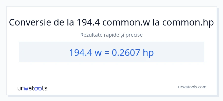 Conversie 194.4 wați la cai putere
