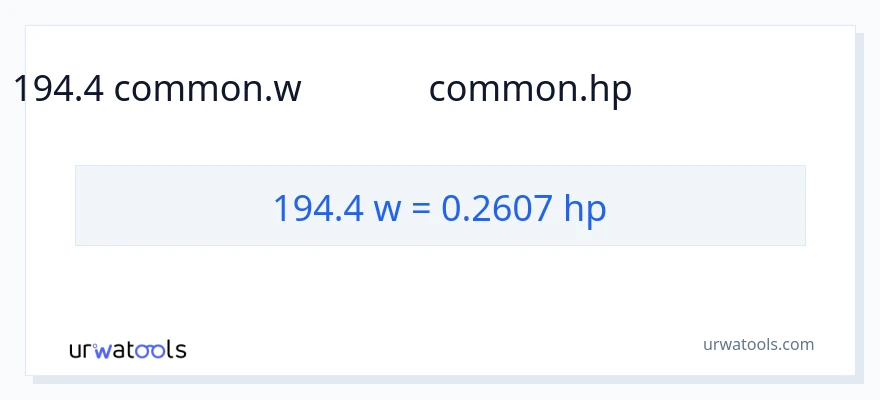 194.4 వాట్స్ నుండి అశ్వశక్తి కు మార్పిడి
