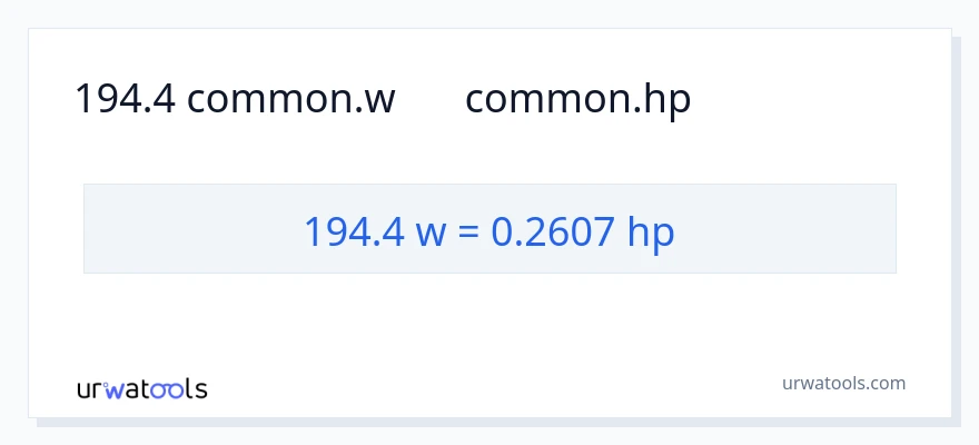 194.4 واٹ سے ہارس پاور کی تبدیلی