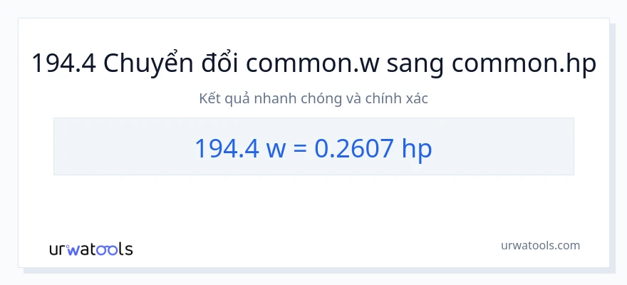 Chuyển đổi 194.4 watt sang mã lực
