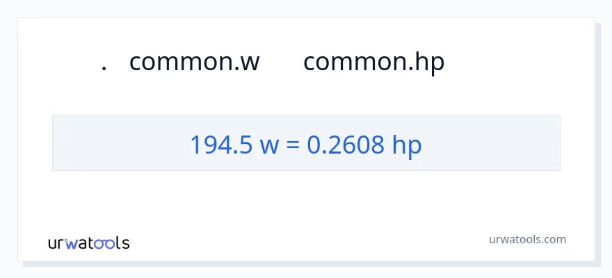 194.5 વોટ્સ થી હોર્સપાવર રૂપાંતર