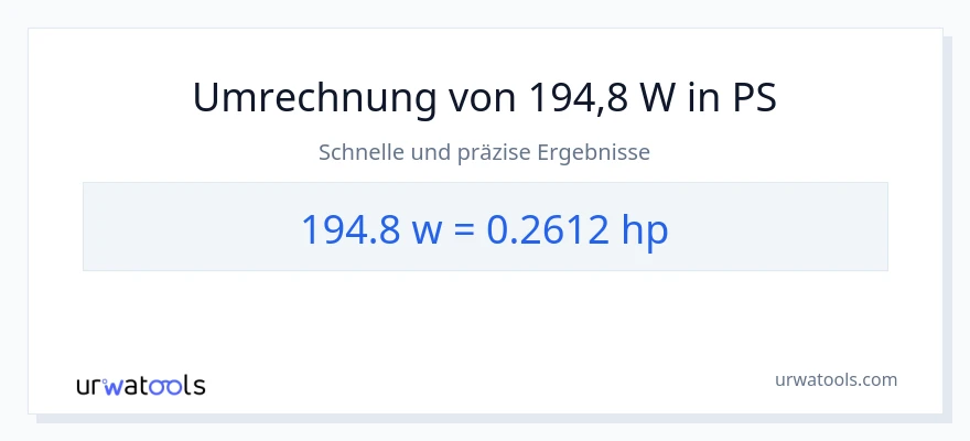 194.8 Watt zu PS Umwandlung