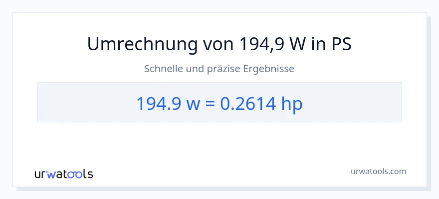 194.9 Watt zu PS Umwandlung