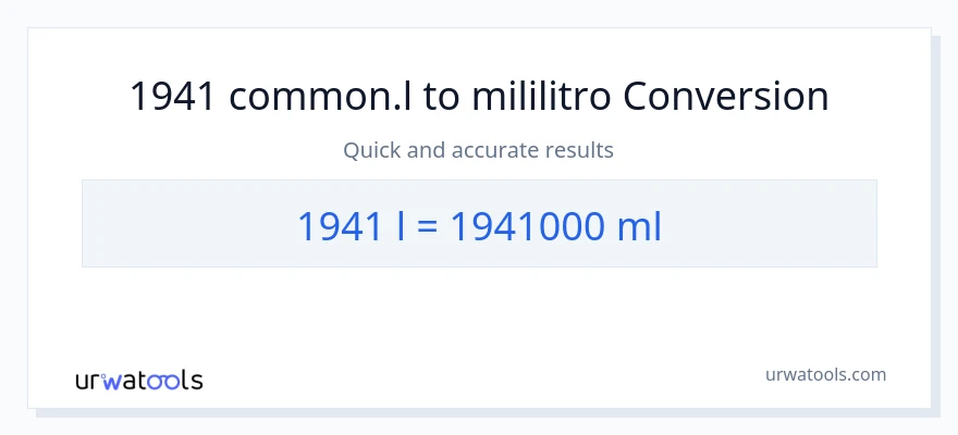 1941 Liters patungong mga mililitro na conversion