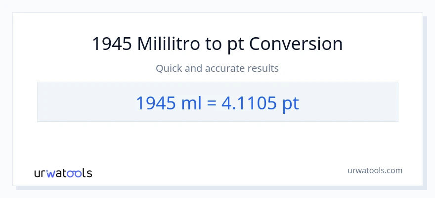 1945 mga mililitro patungong Pints na conversion