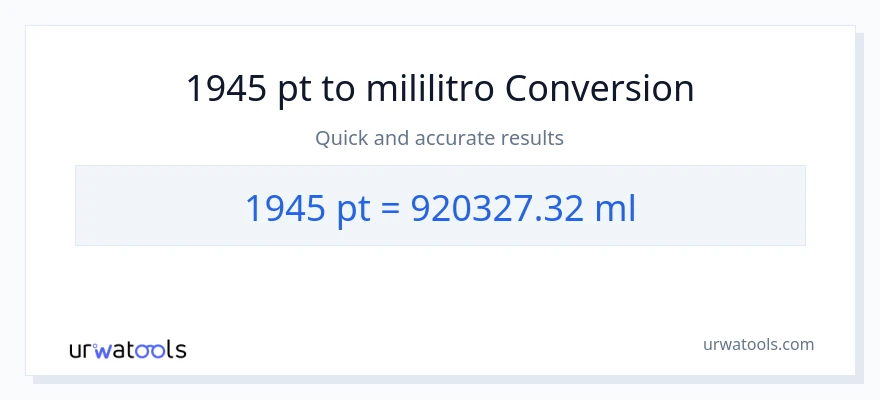 1945 Pints patungong mga mililitro na conversion
