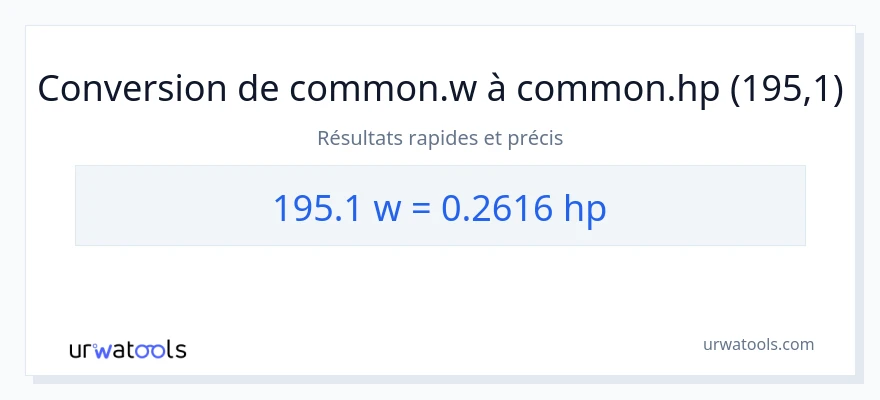 Conversion 195.1 watts vers chevaux-vapeur