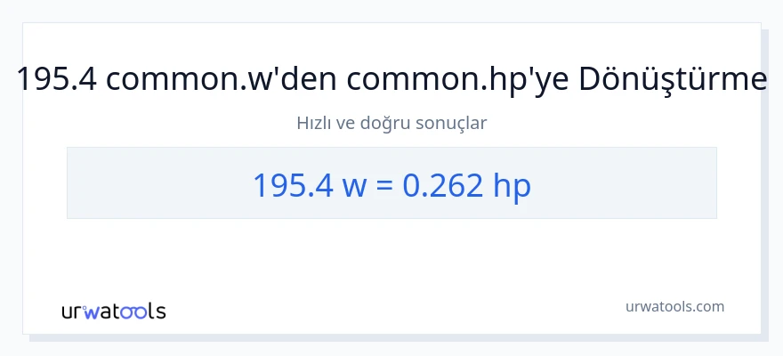 195.4 watt'den beygir gücü'e dönüşüm