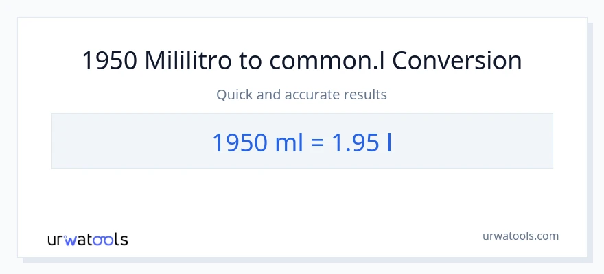 1950 mga mililitro patungong Liters na conversion