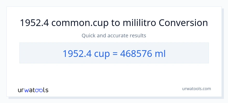 1952.4 mga tasa patungong mga mililitro na conversion