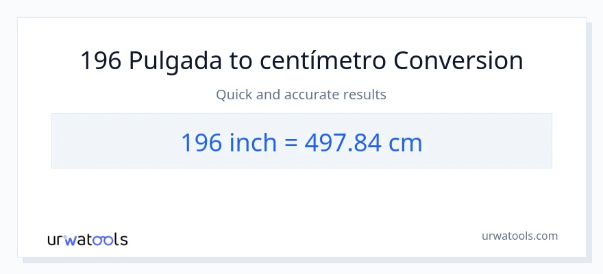 Conversión de 196 Pulgadas a Centímetros