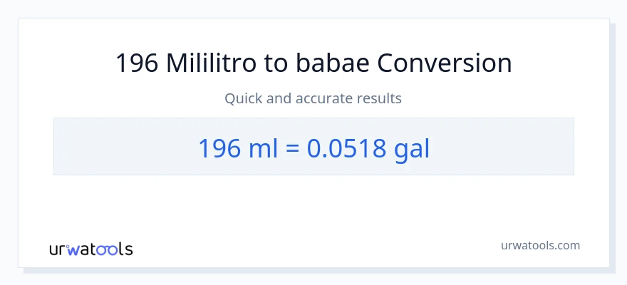 196 mga mililitro patungong Mga galon na conversion