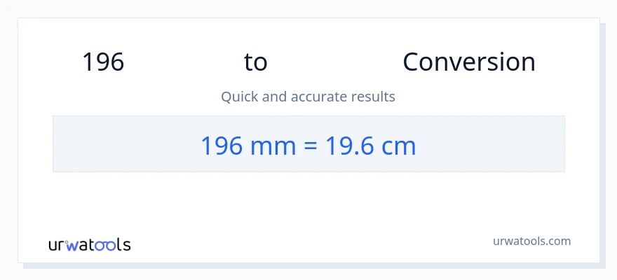 การแปลง 196 มิลลิเมตร เป็น เซนติเมตร