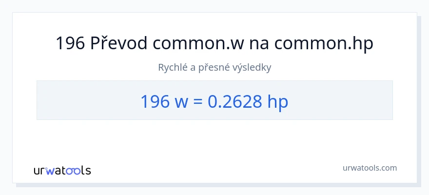 Konverze z watty na koňská síla: 196