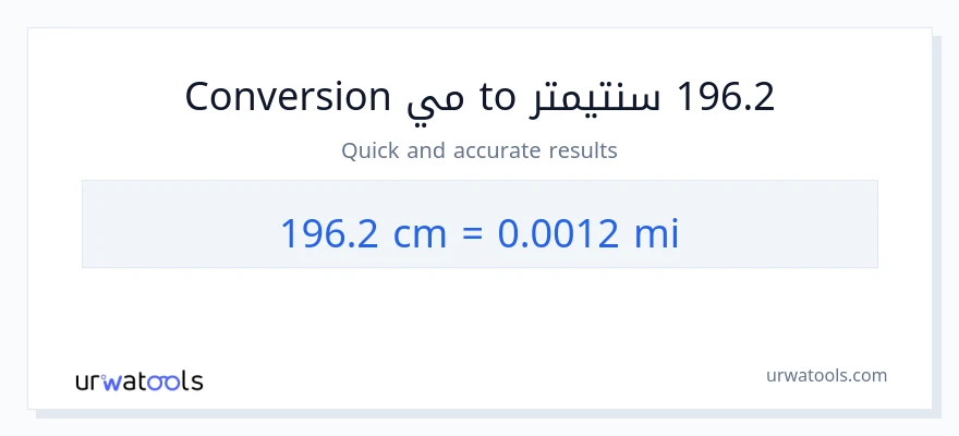 التحويل من 196.2 سنتيمترات إلى أميال