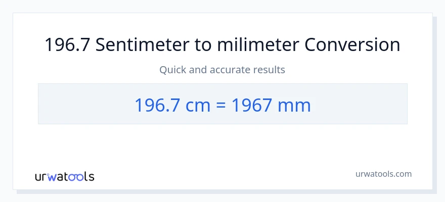 Penukaran 196.7 Sentimeter kepada milimeter