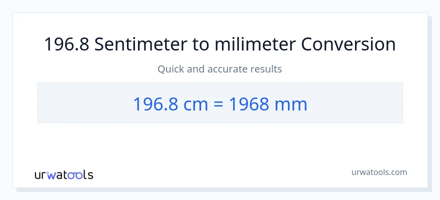 Penukaran 196.8 Sentimeter kepada milimeter