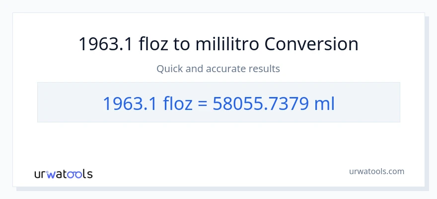 1963.1 mga onsa ng likido patungong mga mililitro na conversion