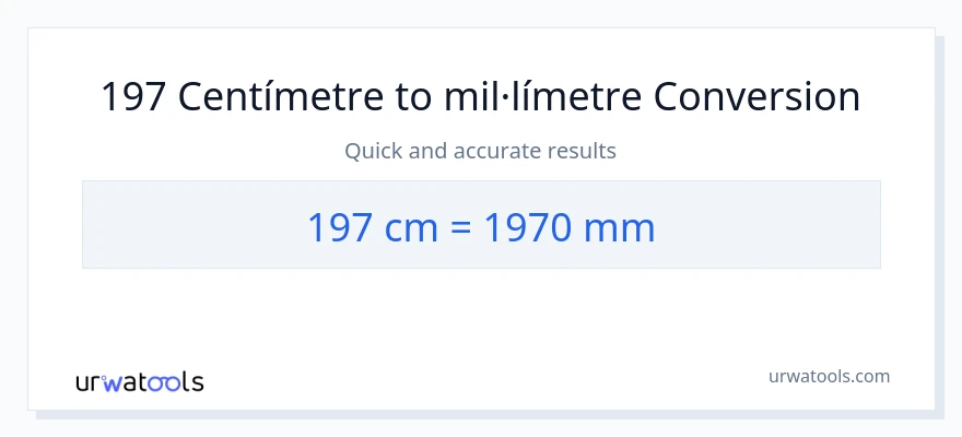 Conversió de 197 Centímetres a mil·límetres