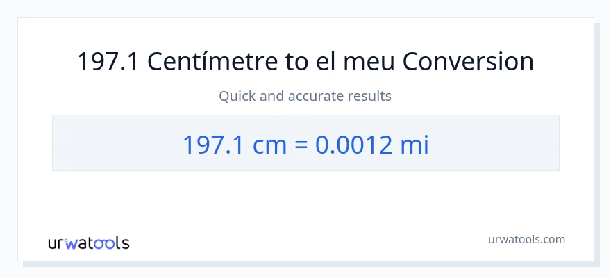 Conversió de 197.1 Centímetres a milles
