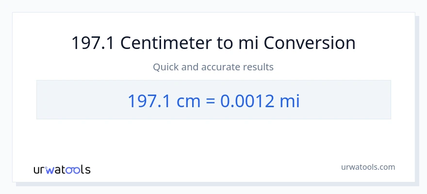 197.1 Centimeter til miles konvertering