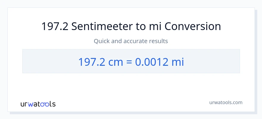 197.2 Sentimeetrid konversioon miilid-ks