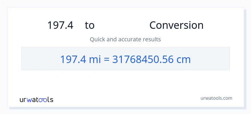 การแปลง 197.4 ไมล์ เป็น เซนติเมตร