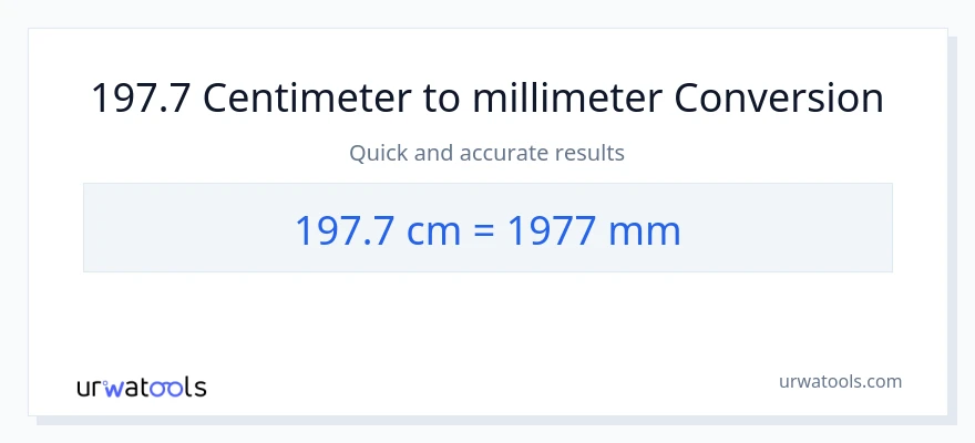 197.7 Centimeter til millimeter konvertering