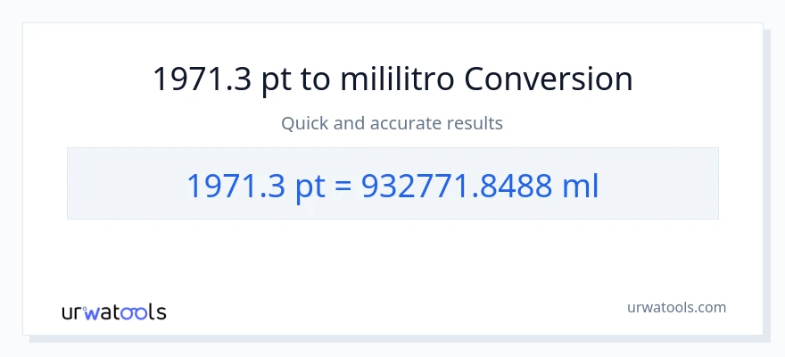 1971.3 Pints patungong mga mililitro na conversion