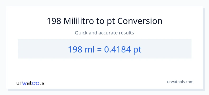 198 mga mililitro patungong Pints na conversion