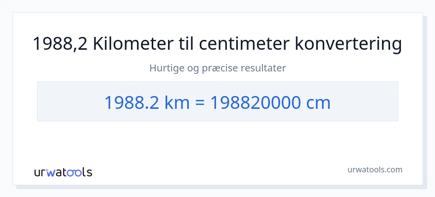 1988.2 kilometer til Centimeter konvertering