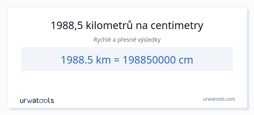 Konverze z kilometry na Centimetry: 1988.5