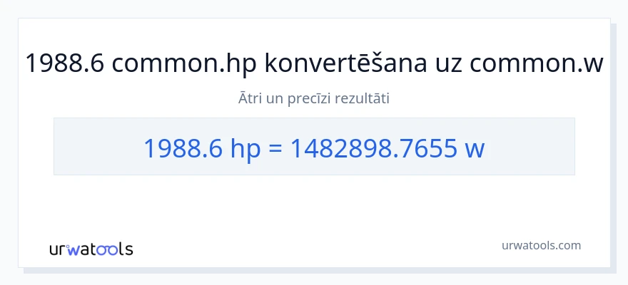 1988.6 zirgspēki uz vati konversiju