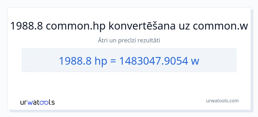 1988.8 zirgspēki uz vati konversiju