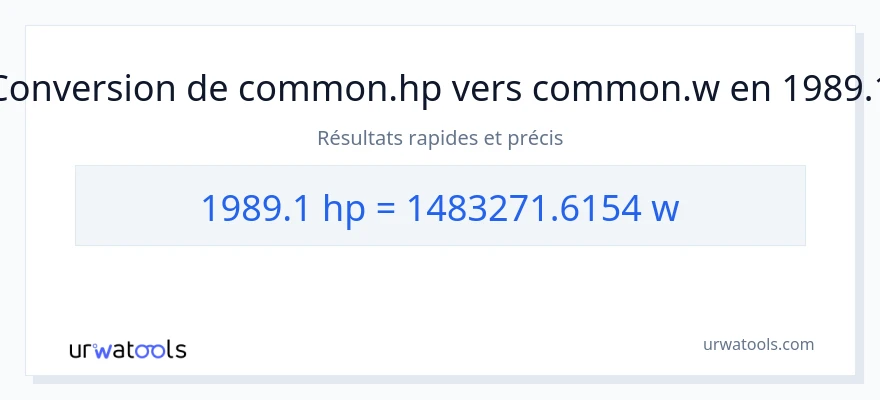 Conversion 1989.1 chevaux-vapeur vers watts