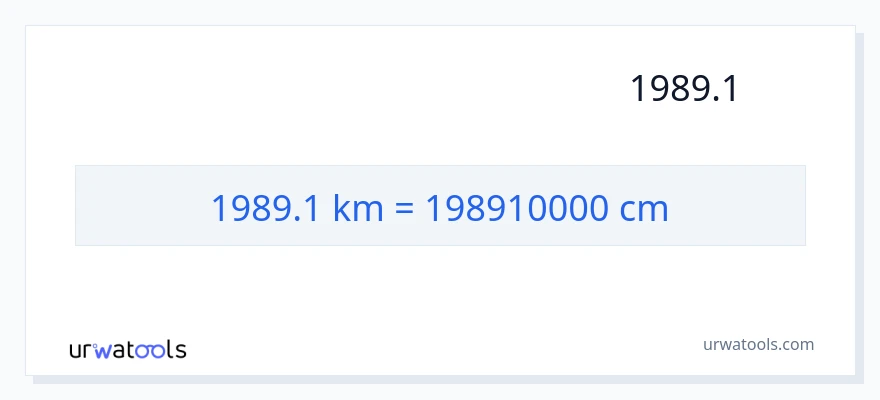 המרה של 1989.1 קילומטרים ל- סנטימטרים