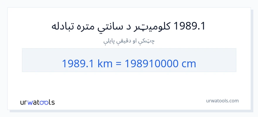 1989.1 کیلومتره ته سانتي متره بدلون