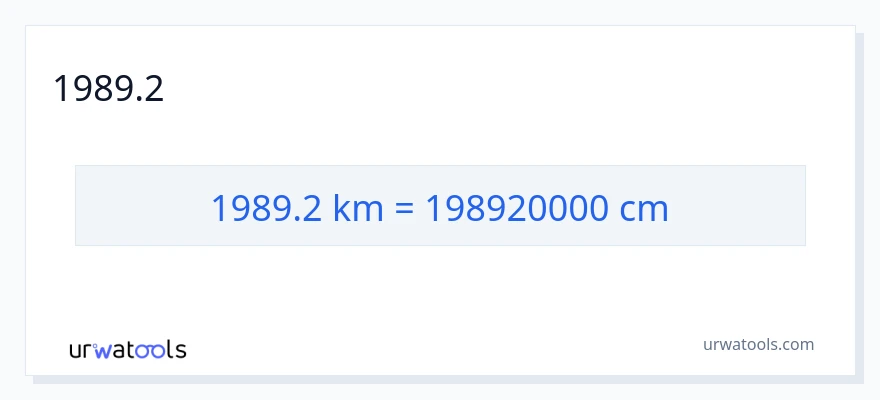 1989.2 কিলোমিটার থেকে সেন্টিমিটার রূপান্তর