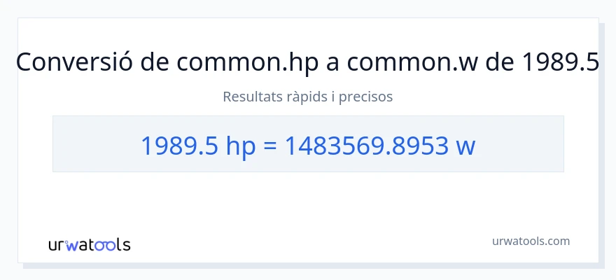 Conversió de 1989.5 cavalls de força a watts